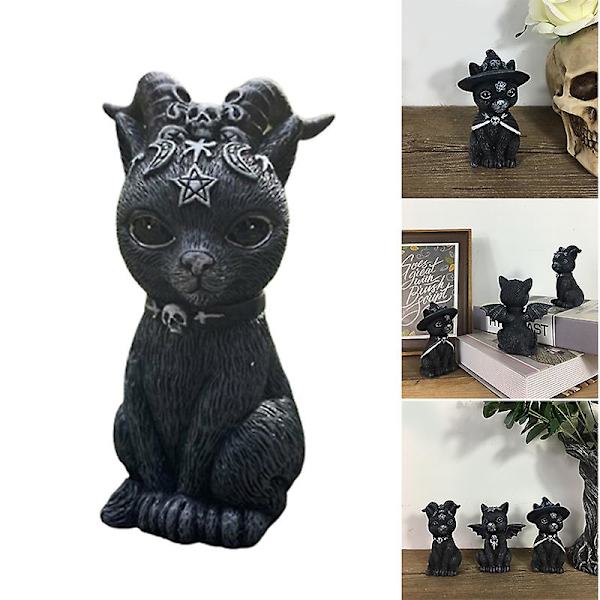 Katt Halloween Gräsmatta Harts Skrivbordsdekoration Rolig Utomhus Trädgårdsstaty Figur Halloween Dekoration
