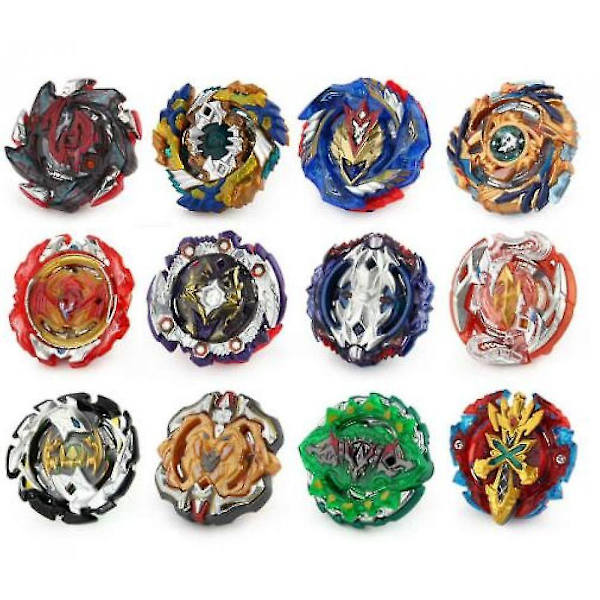 Sæt med 12 Beyblade Burst snurretoppe sæt med grebsaffyrer + skumopbevaringskasse