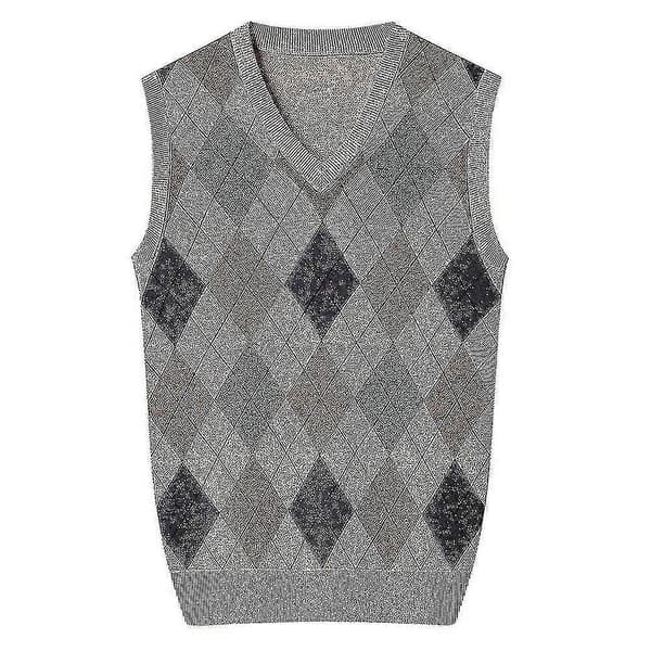 Yynuda Herre Kasjmir Pullover Ullblanding Ermeløs Strikket V-hals Genser Khaki M