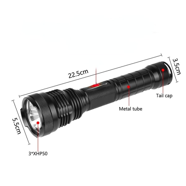 Xhp50 Kraftfull LED Ficklampa Vattentät LED-Fackla Explosionsbelysning