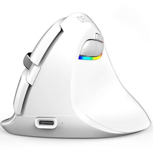 M618 Mini trådlös vertikal mus, Bluetooth 4.0 Uppladdningsbar ergonomisk mus för dator White