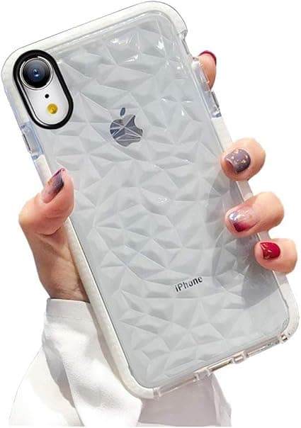 Kompatibelt iPhone XR deksel, krystallklart, slankt diamantmønster