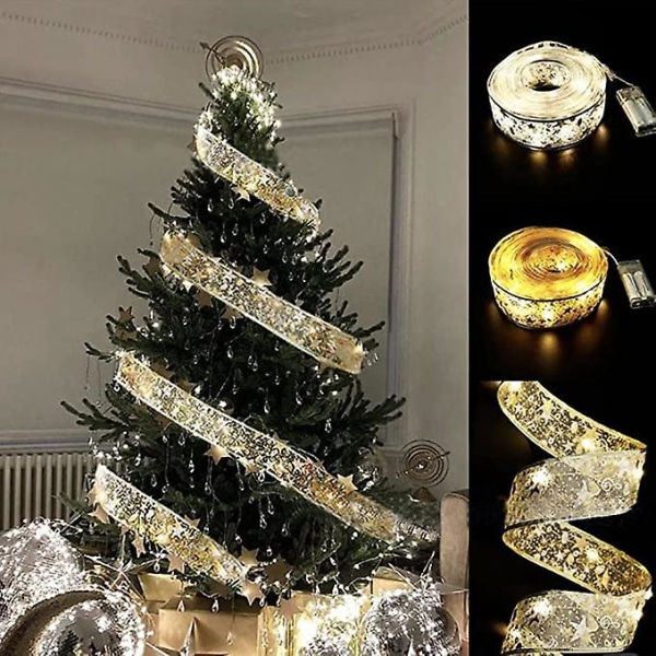 Glänsande Band Ljusslinga, 5m LED Band Julbelysning gold and warm lamp
