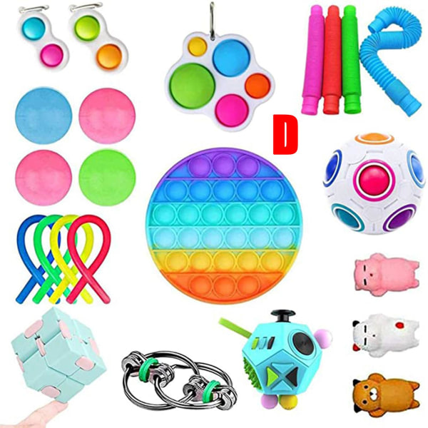 Sensorisk Fidget Leksak Set Fidget Leksakspaket Tryck Bubbla Pop Fidget Leksak För Personer Med Särskilda Behov Stress D