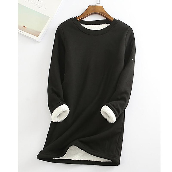 Blød og behagelig dametrøje til mor, varm fleece, lange ærmer, rund hals, vinterforsyning Light Gray 4XL