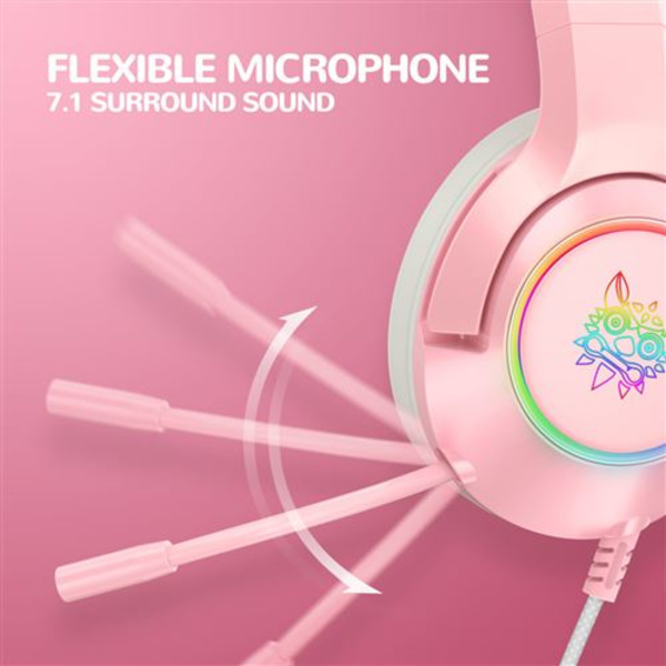 ONIKUMA K9 Rosa Gaming Headset med Mikrofonvolymjustering för Xb