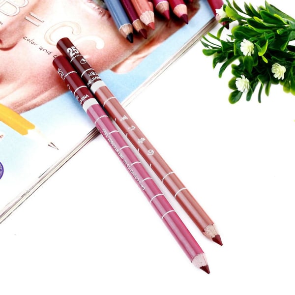 12 st Professionell Lipliner Pencil Waterproof Wooden Blend Lip L
