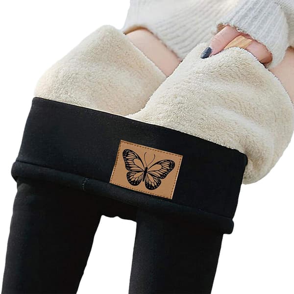 [LCS] Kvinner Vinter Tykke Leggings Bukser Fleeceforet Termisk Elastisk BLACK L