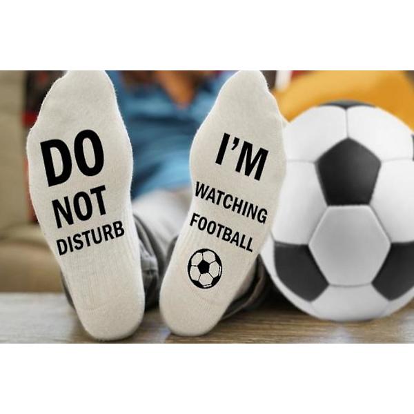 Stör Ej Jag Tittar På Fotboll Strumpor Roliga Nyhetstrumpor För Män Kvinnor Fotbollsälskare Presenter Roliga Presenter White