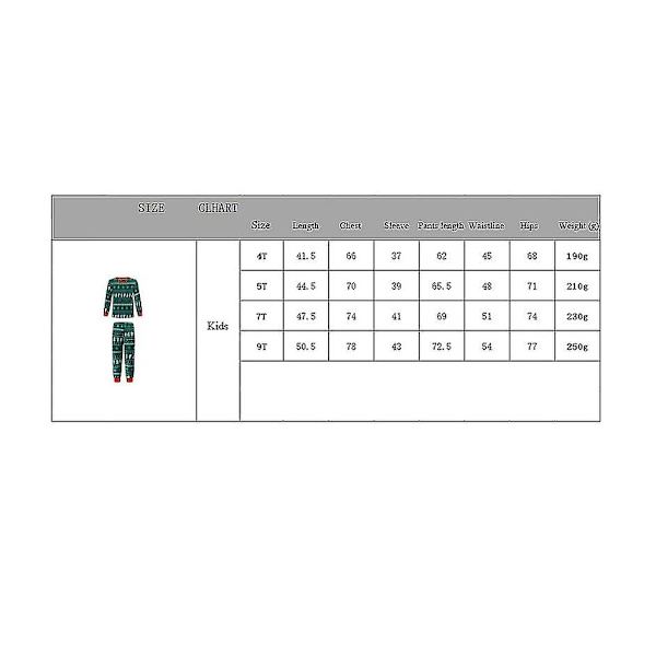 Jul Familj Julgran Tryck Pyjamas Matchande Set Kids 9T