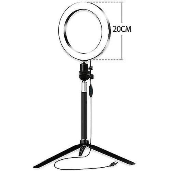20cm/8 tuuman Mini LED Video Rengasvalo Himmennettävä 3 Valotilaa USB-virtalähde