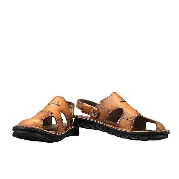 Herr Läder Casual Strandskor Andningsbara Halkfria Sandaler 41