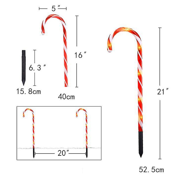 10 stk. Julegodteristang i plast, juletrehengende ornament