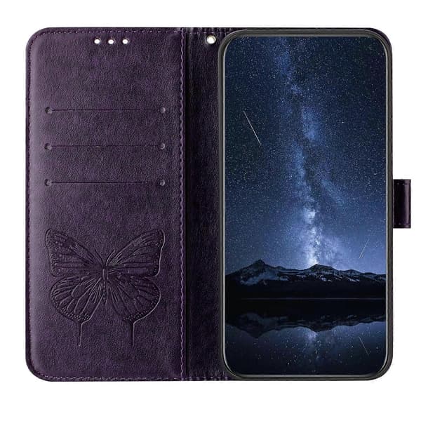 [LCS] Preget sommerfugl skinntelefonveske Dark Purple For Doogee N55 Plus