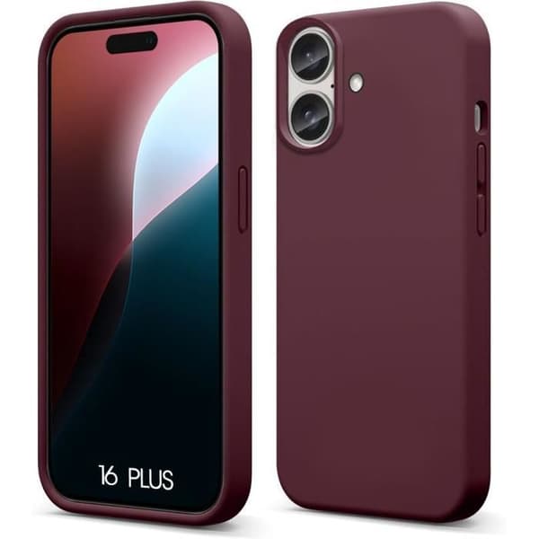 [LCS] Skyddsskal - Silikon - iPhone 16 Plus - Bordeauxröd - Repfritt - Halkfritt R\u00f6d Bordeaux