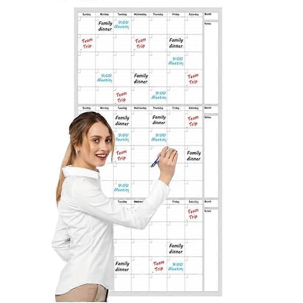 Super stort tre måneders sletbart kalender uden dato tidsplan WUD5517 White