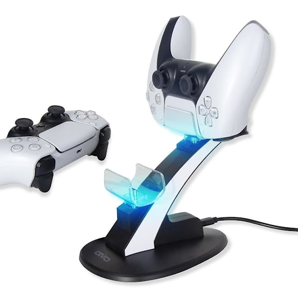 Dockningsstation batteriladdare för Sony Playstation Play Station PS 5 PS5 handkontroll dockningsladdningstillbehör gamepad kontrollstativ White