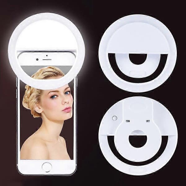 [LCS] Mobiltelefon Fylllys Ringlys LED Ringlys for Selfie Live USB Oppladbart Ring Fylllys white