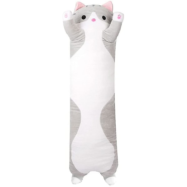 Plush Lång Bomulls-Söt Kattdocka Mjuk Bomullsfylld Sov Kudde Leksak gray 90cm