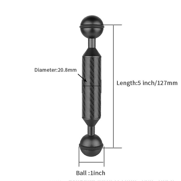 5-12 tum nedsänkbar belysning Fyllning Ljus Arm Diameter 20,8 mm Kolfiber Flytstång Undervattensfotografering Lamparm Flytkraft Cylinder A-5-black