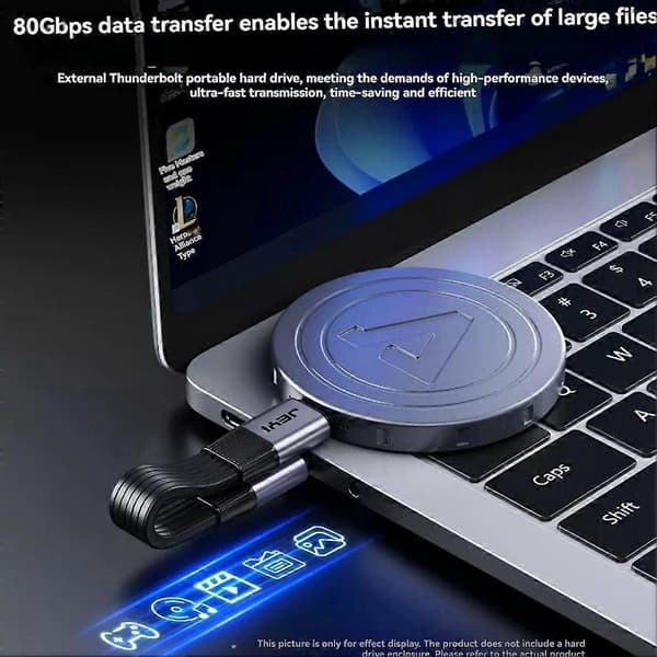 JEYI Dubbel Typ-C Ultralång Kabel USB4 V2.0 80 Gbps Fullfjädrad Platt Kopparkärnkabel Dataöverföring Snabbladdningskabel