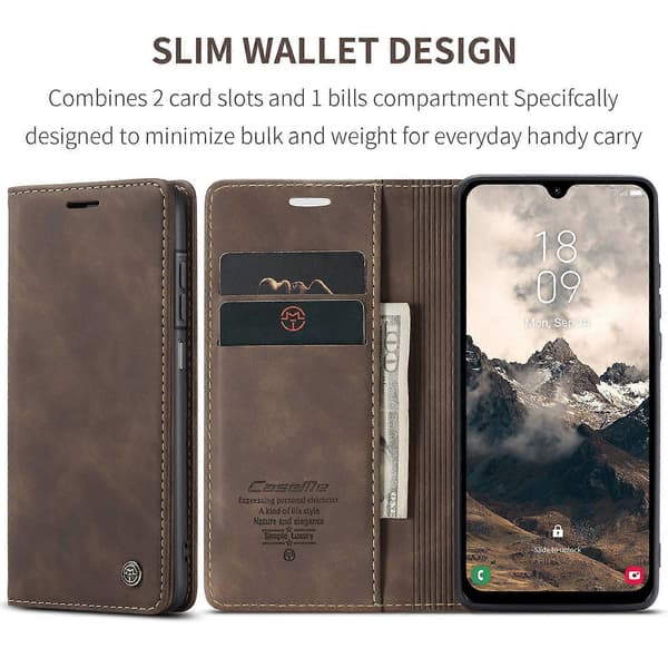 [LCS] För Samsung Galaxy A17 5G Plånboksfodral PU Läder Telefonfodral Stativ Coffee