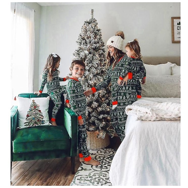Jul Familj Julgran Tryck Pyjamas Matchande Set Toddler 9M