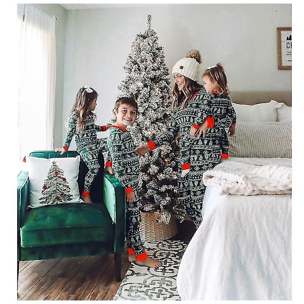 Jule Familie Juletre Trykk Pyjamas Matchende Sett Toddler 9M