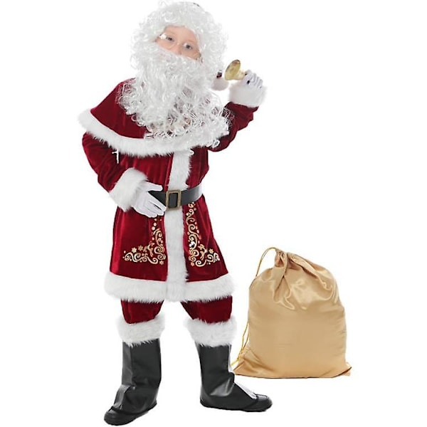 Lasten Joulupukin asu, täydellinen Joulupukki-puku lapsille, poikien jouluinen cosplay-juhla L