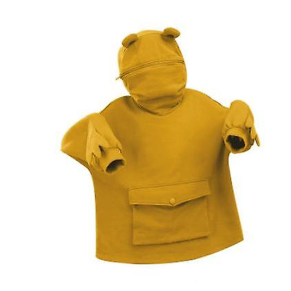 Huppari Söpö Sammakko Syksy Naisten Paksu Naisten Tikkaus Kolmiulotteinen Tasku Hupulliset Collegepaidat Joululahja yellow 3XL