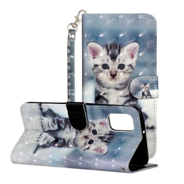 Cat pattern light spot decoration PU- case för din Samsung Galax