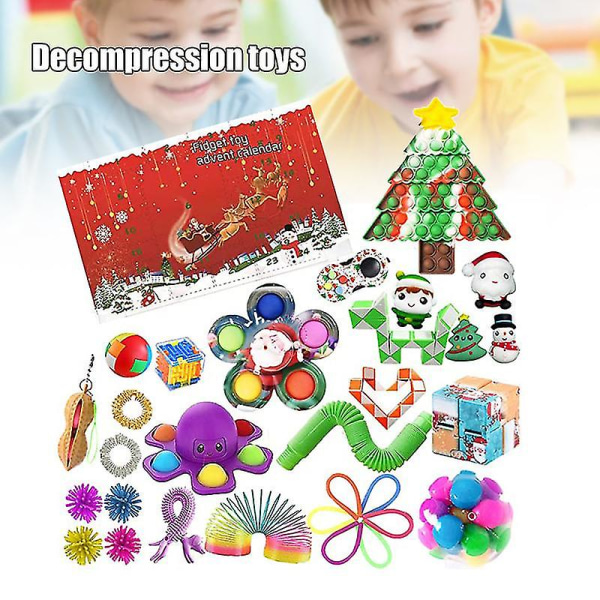 Jul Adventskalender Presenter Box Dekompression set Xmas adventskalender present för pojkar A