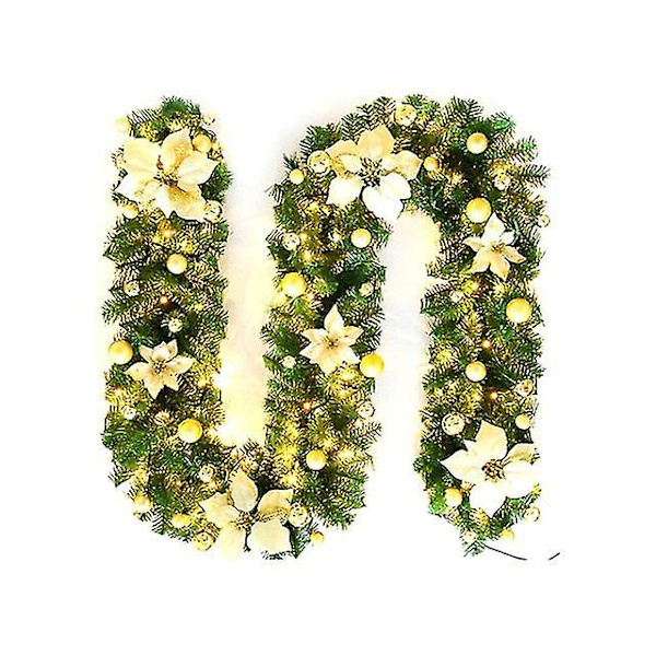 2,7 M Jule LED Rattan Garland Dekorativ Grønn Julekrans Kunstig Juletre Rattan Banner