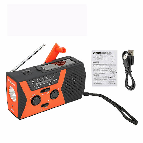Solar Nødradio AM/FM Lommelykt Strømlader
