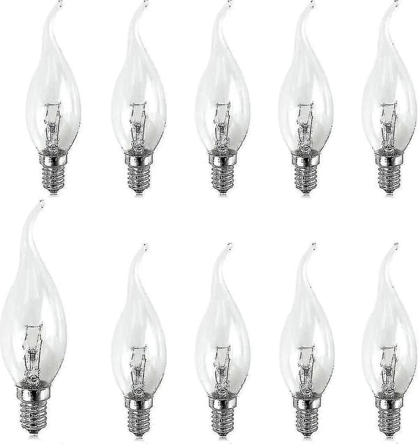 [LCS]10-pack Small Screw Light Bulbs 25 Clear Edison Screw Light Bulbs Flame Tip SES E14 240v From Brightfour