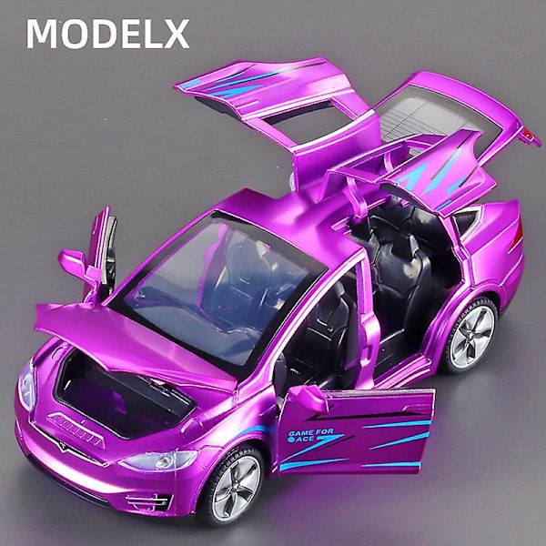 1: 32 Simulert Tesla Modelx Legeringsbilmodell 6 Dørs Åpning Med Akusto-optisk Returkraft Barneleke