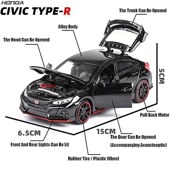 1:32 CIVIC TYPE R Metallinen Valettu Leluautomalli