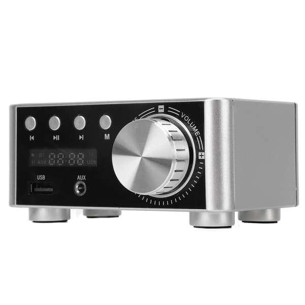 [LCS]Bluetooth-forsterker Sølv Mini Bluetooth 5.0 Digital Forsterker HiFi Stereo Klasse D Lydforsterker Trådløs Mottaker 0.3