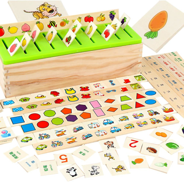 Montessori Träleksaker Pussel Formklassificeringslåda Barn Tidiga Lärleksaker
