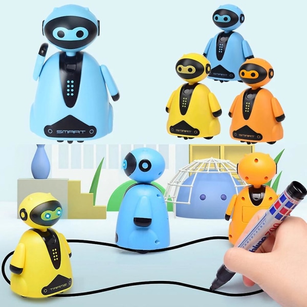 Följ valfri ritad linje Magic Pen Toy Induktiv robotmodell Barnleksakspresent Yellow