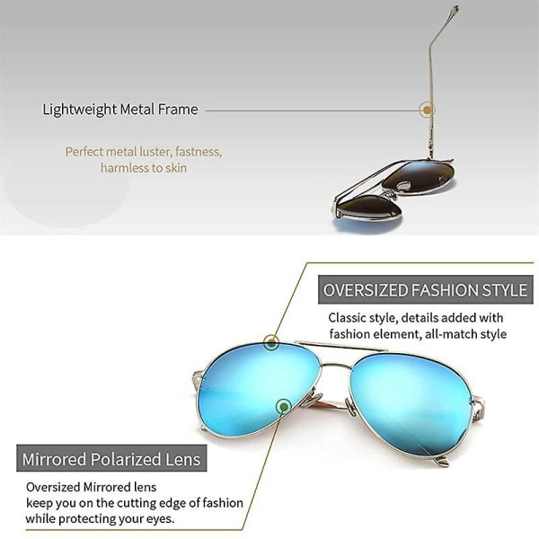 Dam Tac Polarized Mirror Lens överdimensionerade solglasögon Sky Blue