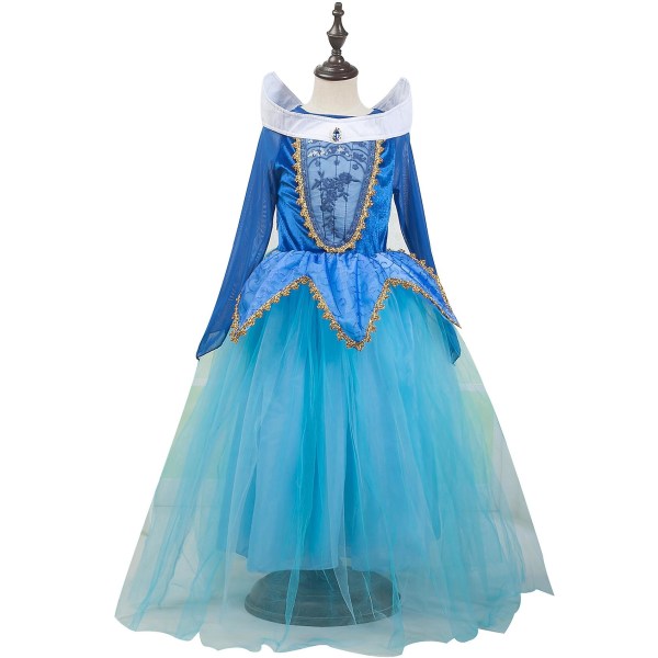 Prinsessklänning Regnbåge Tyll Klänning Födelsedag Barnkläder blue 120cm
