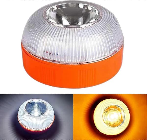 Lampe V16 Standalone LED-advarselslamper USB-genopladelig m/magnetisk base, gul fejlvarsling til bil