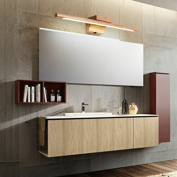 [LCS] Linear Makeup Mirror Light, Natural Rubber Wood Makeup Lighting with High Transmittance Acrylic Shade, Durable High-Strength Metal Frame for
