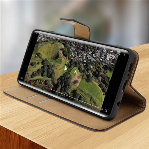 Samsung Galaxy S10 Plus Etui Læder Wallet Video Holder - Sort
