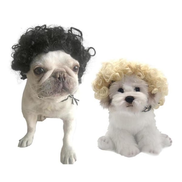 Pet Dog Peruker Rolig rekvisita hår Set Halloween Cosplay Juldekoration Klä upp peruker Black