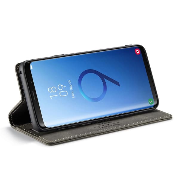 Kompatibelt plånboksfodral för Samsung Galaxy S9+ AUTSPACE A01 läderställ med RFID-kortshållare Espresso