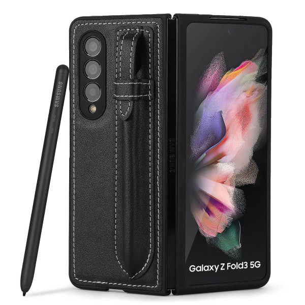 Phone case för Galaxy Fold 3 5g Med S-pennhållare Black