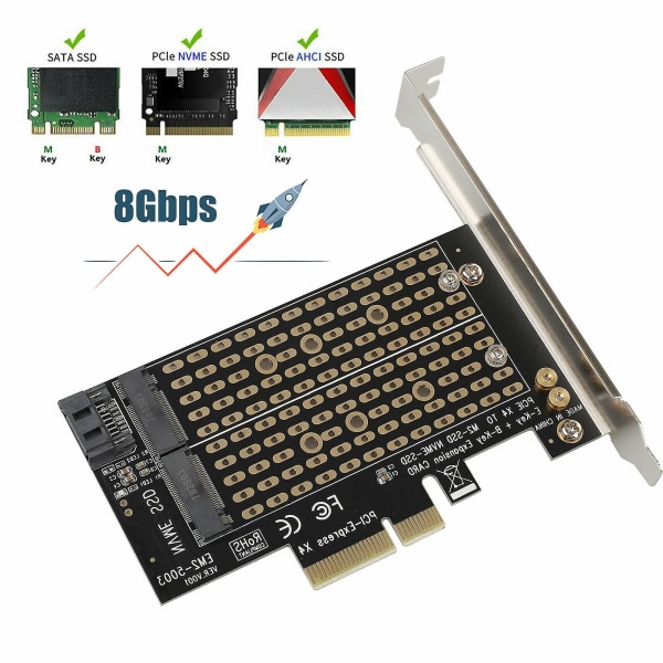 M.2 Ngff Till Desktop Pcie X4 X8 X16 Nvme Sata Dual Ssd Pci Express Adapter Card