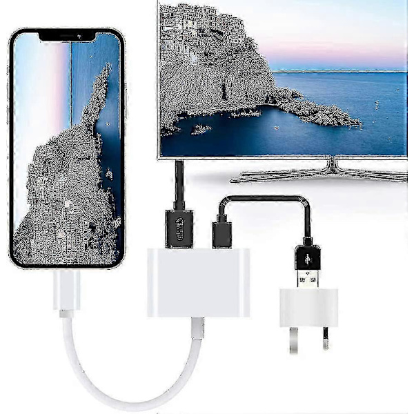 [LCS] HDMI-adapter til iPhone, Lightning til HDMI Digital AV-stik 1080p, Synkroniser skærm til iPhone og iPad
